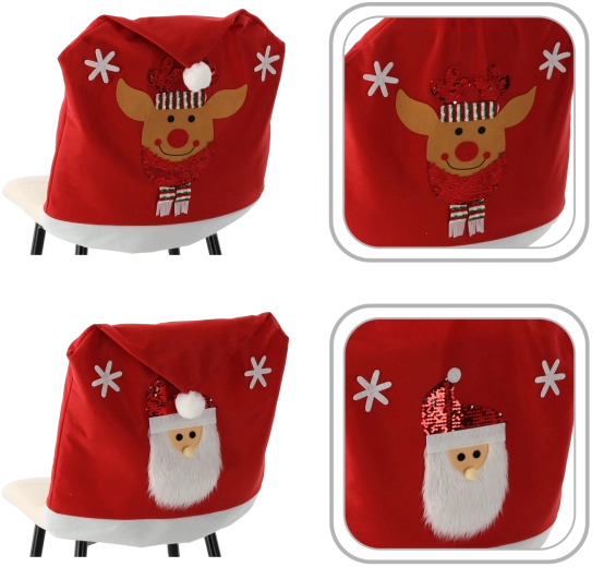 Christmas chair back cover mix of patterns – Santa and reindeer