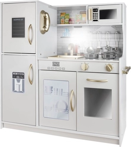 Kruzzel wooden kids’ kitchen with LED light and accessories – White