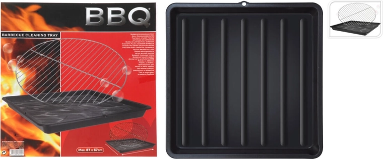 Тава за измиване на BBQ решетки и съдове, 67 × 67 × 6 см, пластмаса, черна
