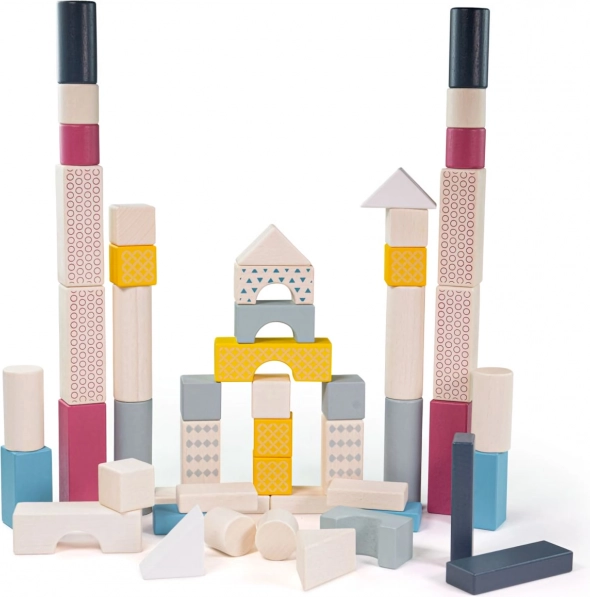 Bigjigs Toys дървени кубчета в кофичка, 50 бр.