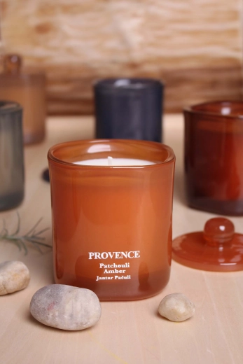 Provence Scented Glass Candle with Patchouli and Amber