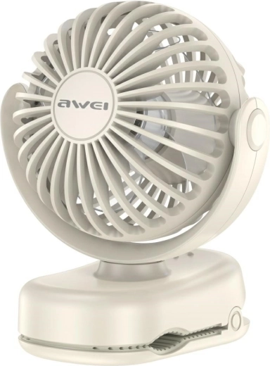 Awei F45 mini desk fan with clip, white