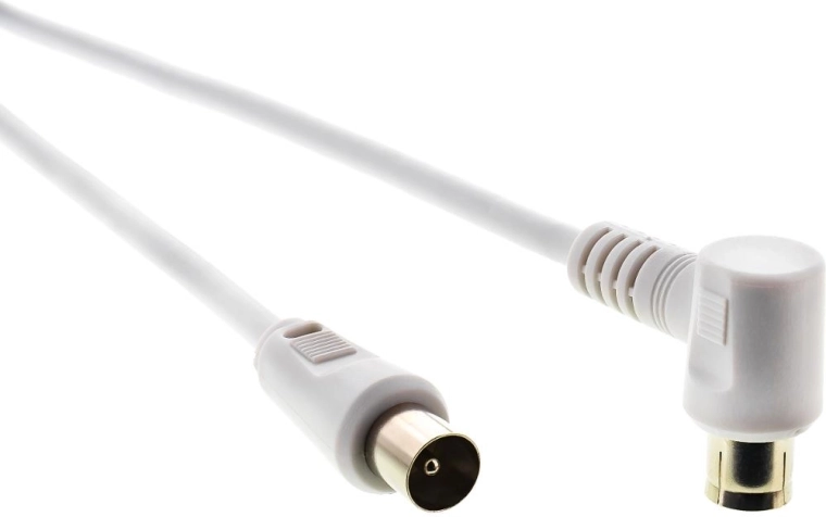 SENCOR antenna coaxial cable, male plug–female socket, 90° angle, 10 m, white