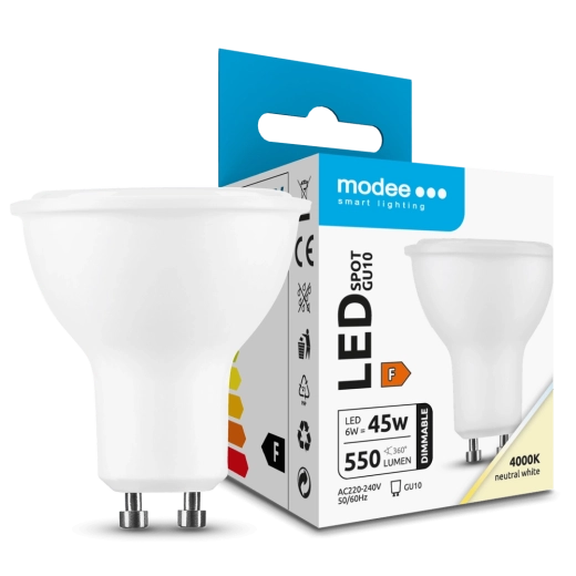 Modee Lighting LED GU10 Spotlight Bulb 6 W, 550 lm, Neutral White, Dimmable