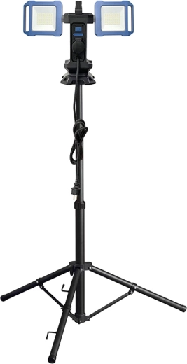 Solight dual telescopic portable LED floodlight with socket and USB, 2 × 30 W