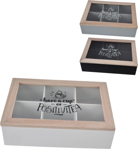 Дървена кутия за чай 24 × 17 × 7 см (3 варианта)
