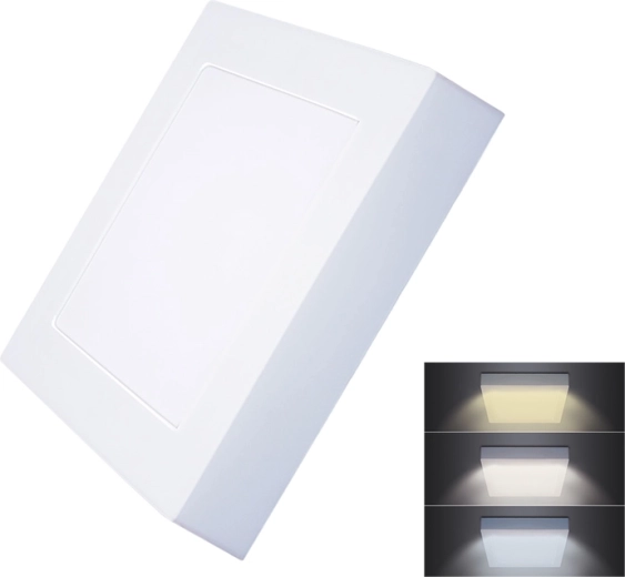 Solight LED мини панел CCT, повърхностен таванен, квадратен 12 W 900 lm