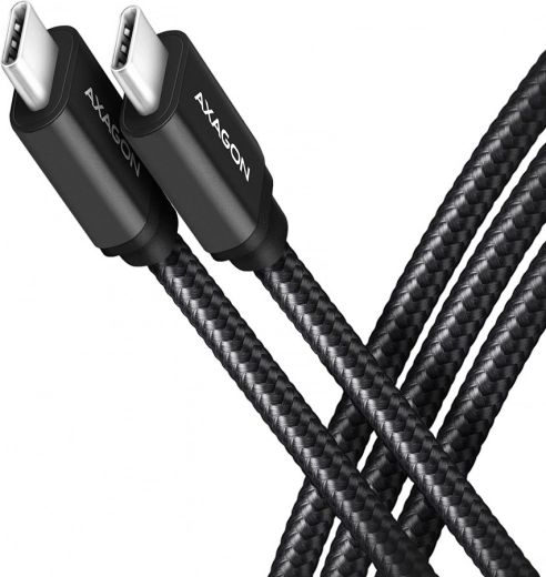 AXAGON USB‑C – USB‑C кабел 3.2 gen 1, 2 m, PD 60 W, 3 A, алуминиев, оплетен, черен