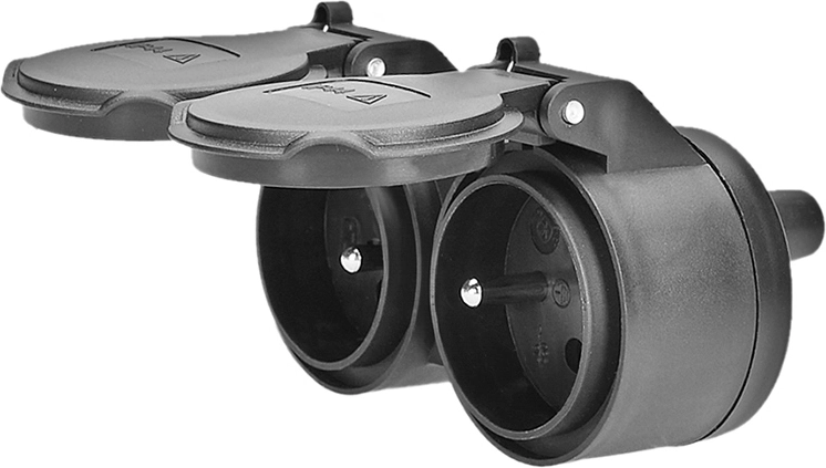 Two sockets with protective covers
