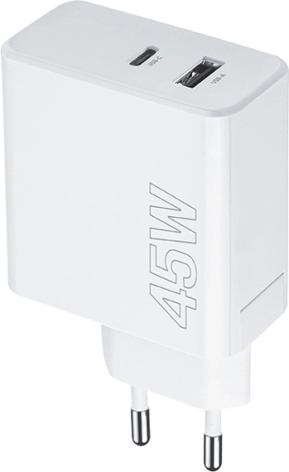 Maxlife 45W Wall Charger with USB‑C PD and USB QC, White