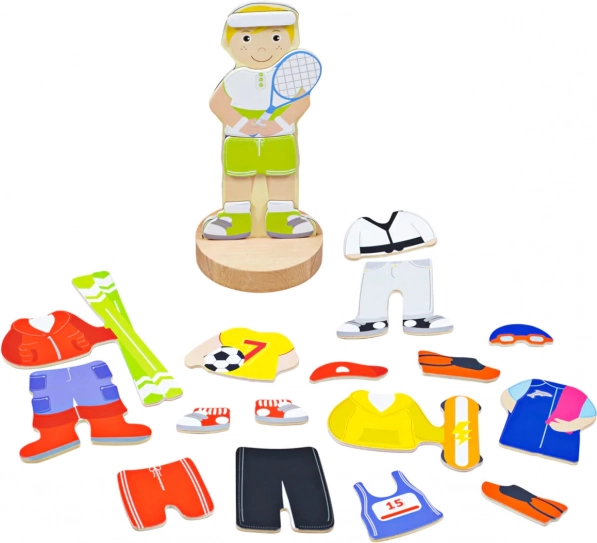 Магнитен пъзел за обличане „Спортни активности“ Bigjigs Toys