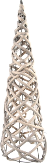 Decorative rattan cone with LED lighting 40 cm, grey