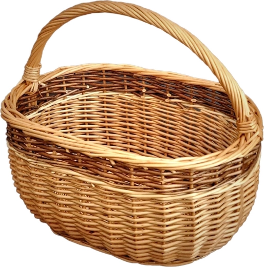 Oval shopping wicker basket 36 × 25 × 30 cm, lacquered, with longitudinal handle