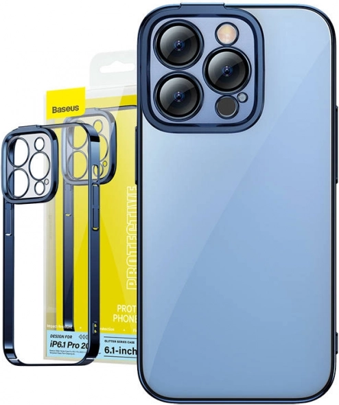 Калъф Baseus Glitter и закалено стъкло за iPhone 14 Pro