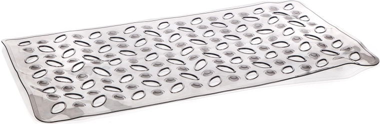 Non-slip bathtub mat Leaves 68 × 36 cm transparent grey