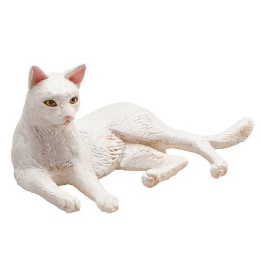 Mojo white lying cat figurine