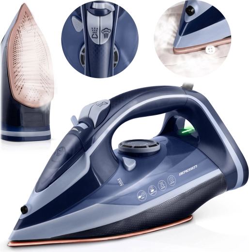 Парна ютия 3000 W с керамична гладеща плоча BERDSEN