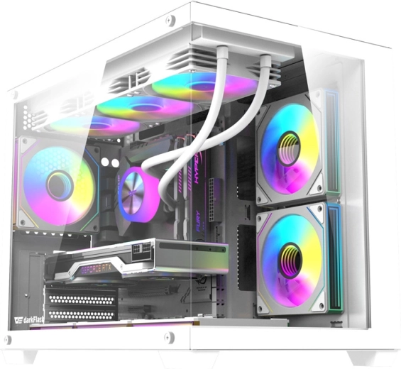 Компютърна кутия DarkFlash B275 Pro бяла с 6 вентилатора