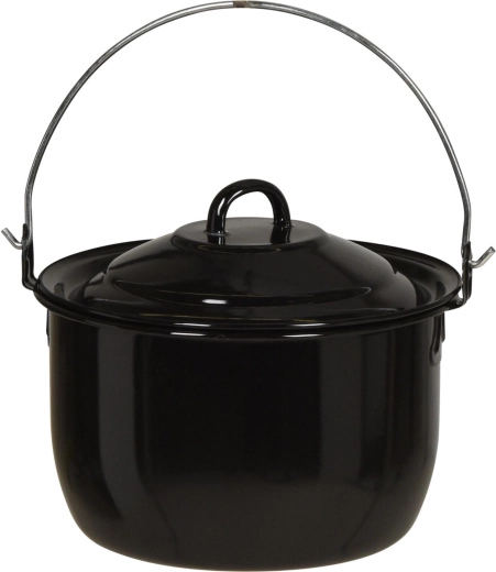 Hanging Pot 20 cm with Lid, Enamelled, Black