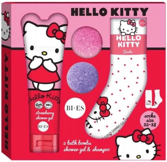 Подаръчен комплект Hello Kitty за баня и душ с шампоан и чорапи