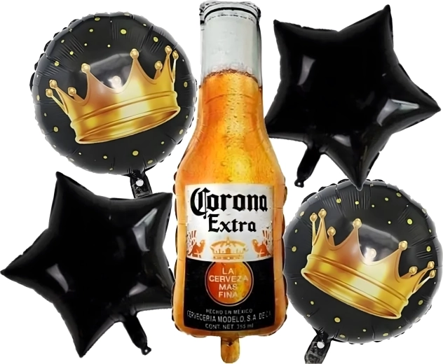 Комплект балони за рожден ден Corona – бутилка бира и корони (5 бр.)