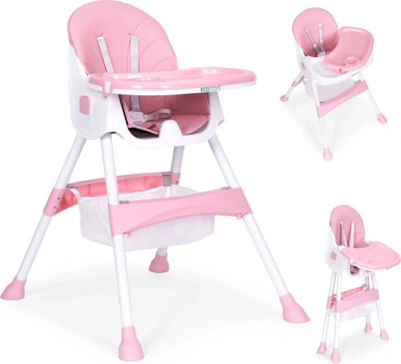 Детски стол за хранене с поднос и кошница, 5-точков колан, ECOTOYS