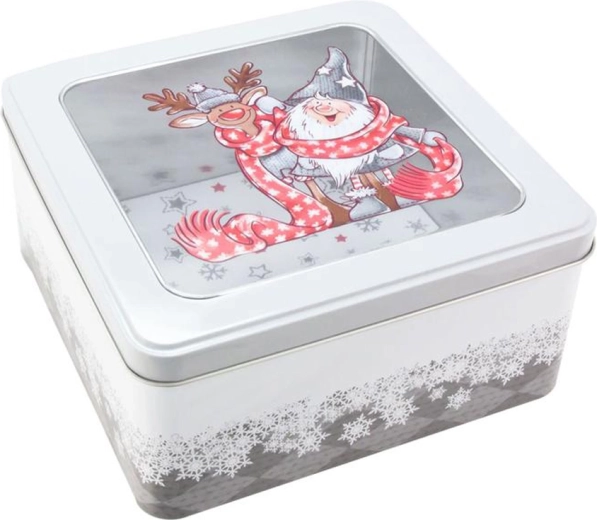 Tin box for Christmas cookies Santa 18 × 18 × 8.6 cm