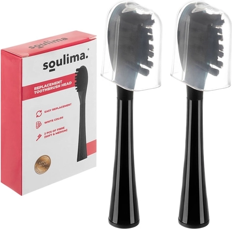 Replacement heads for the Soulima X800 sonic toothbrush, black (soft + medium) 2 pcs
