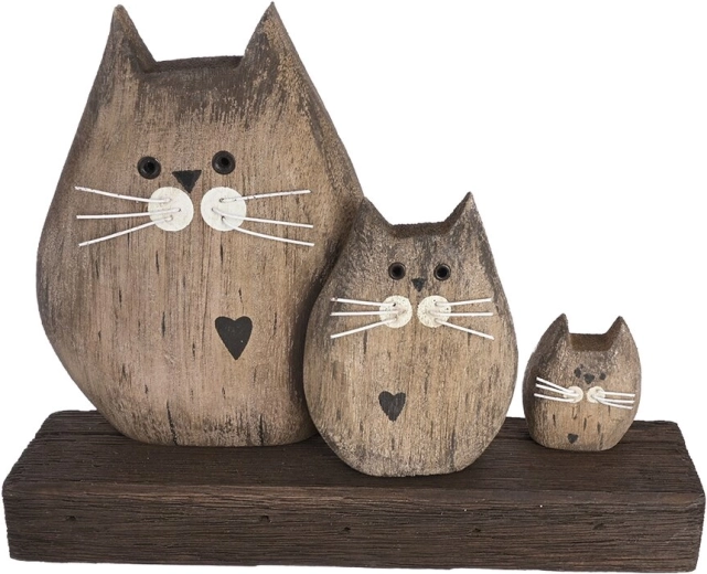 Декорация Котка от пауловния, 3 бр., бежова 20 × 5 × 15 см