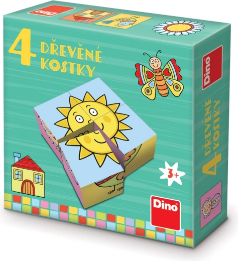 Дървени кубчета Dino за най-малките – 4 бр.