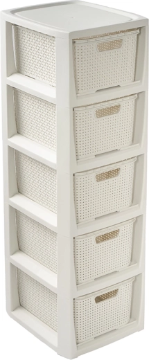 Rattan storage unit with 5 drawers 80 cm