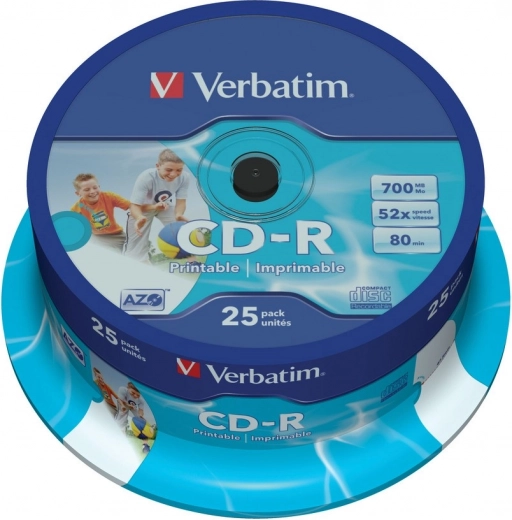 CD-R Verbatim 52x 700MB 25 бр. Печатими