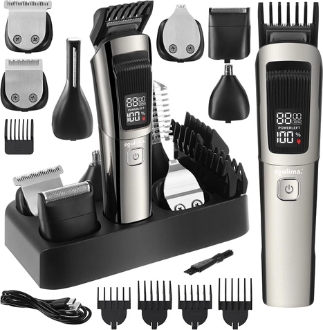 SOULIMA 8-in-1 Multi-Functional Trimmer and Shaving Set with USB‑C and Display
