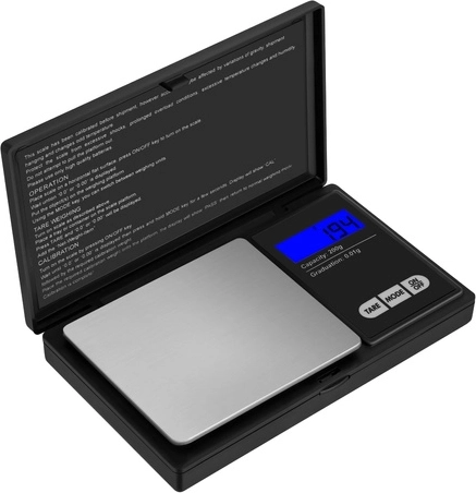 Ruhhy джобна дигитална бижутерска везна 200 g / 0,01 g със защитен капак и LCD