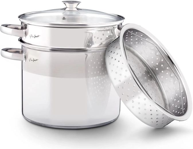 Lamart pasta pot with strainer and steamer insert, 6 l