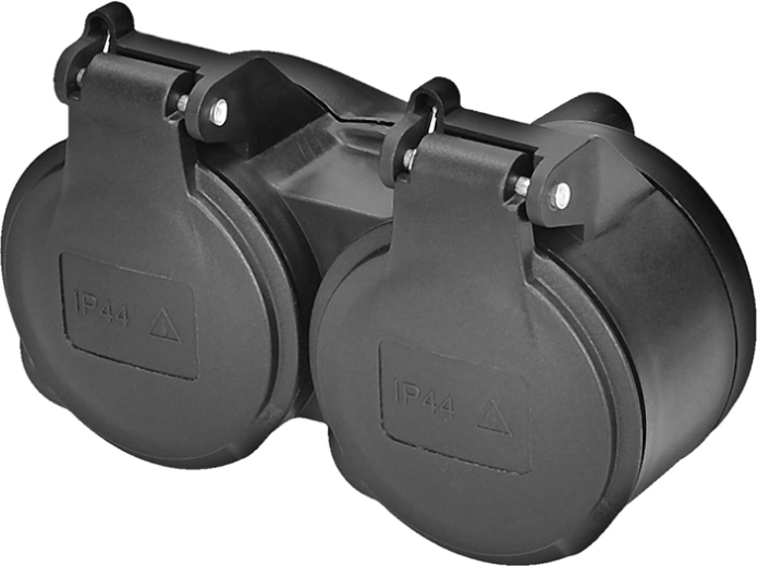Solight double socket for damp environments IP44 black