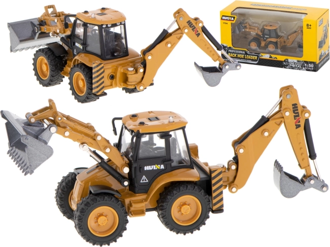Metal backhoe loader model with movable buckets 1:50 H-TOYS