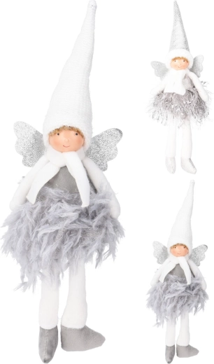 Christmas decoration angel 40 cm – white and silver, mix of types