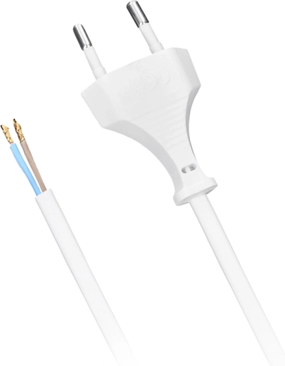Solight flexible power cord 2×0.75 mm², white, flat, 5 m