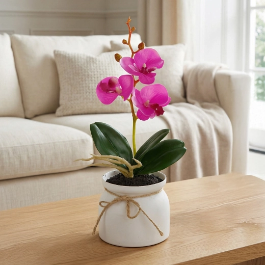 Artificial decorative orchid in a flower pot - 1 piece