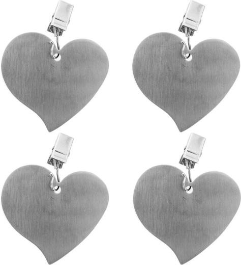 Steel heart-shaped tablecloth clips, set of 4