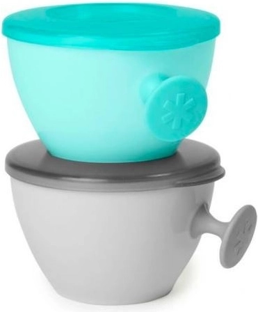 Skip Hop детски купички с капак и дръжка Easy Grab, сива и тюркоазена, 240 мл, 2 бр.