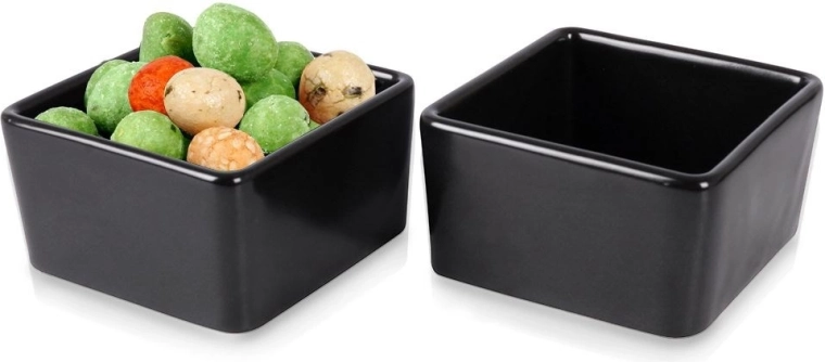 Porcelain snack bowls, black, 100 ml, 2 pcs