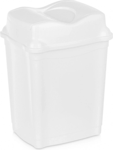 Plastic trash can with swing lid 16 l white