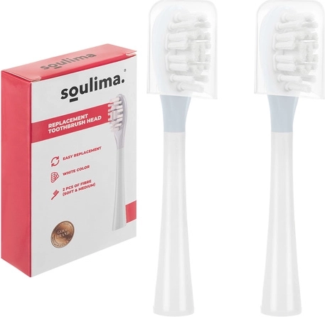 Replacement brush heads for the Soulima X800 sonic toothbrush, white (soft + medium) 2 pcs