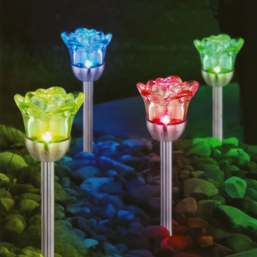 Solar rose spike light with RGB LED