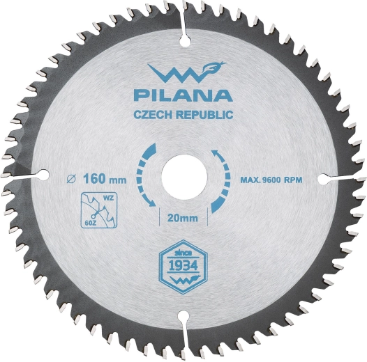Диск за циркуляр PILANA 160 мм, 60 зъба, WZ за дърво