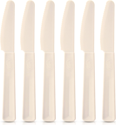 SANDY cream plastic table knives, 6 pcs