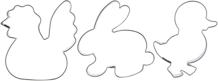 Set of Stainless Steel Easter Cookie Cutters 6 cm, 3 pcs