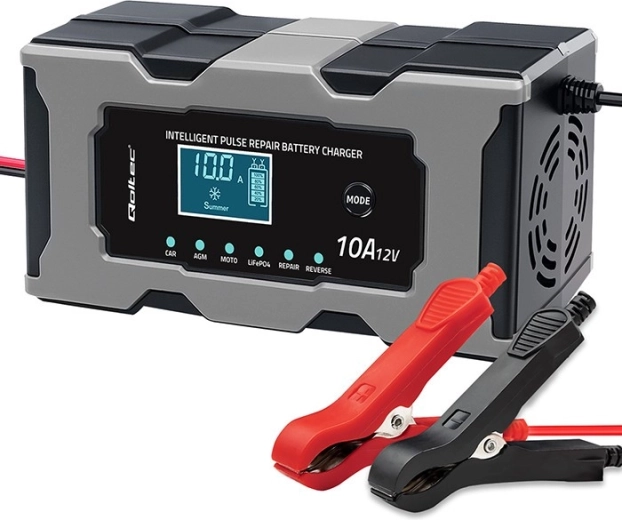 Микропроцесорно зарядно 12 V 10 A с функция за ремонт за акумулатори AGM, GEL и LiFePO4 с LCD